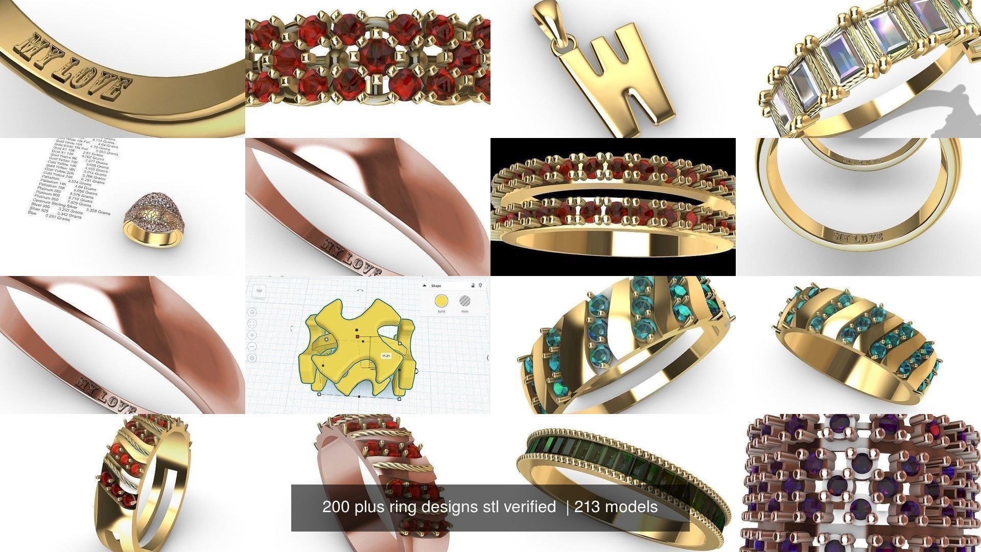 200 plus ring designs stl verified  3D Model Collection_77