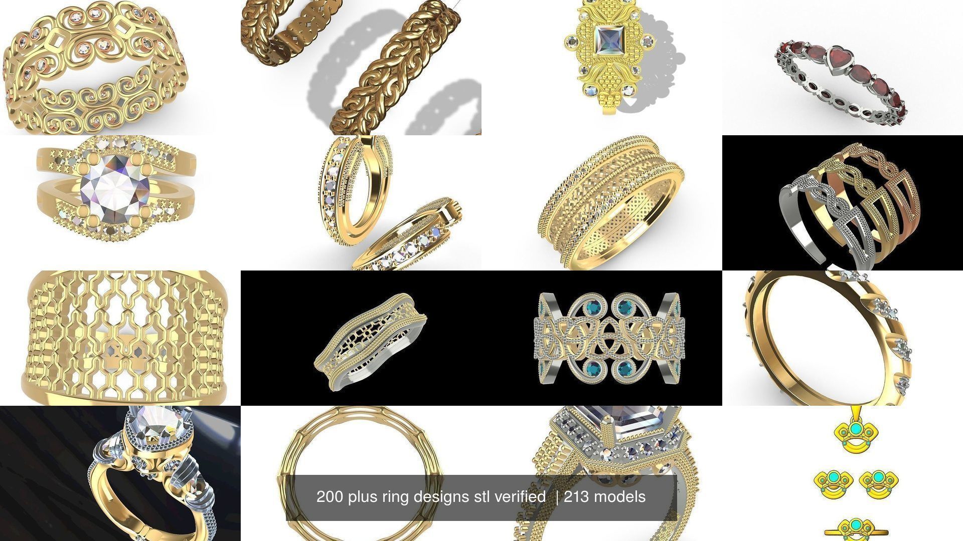 200 plus ring designs stl verified  3D Model Collection_34
