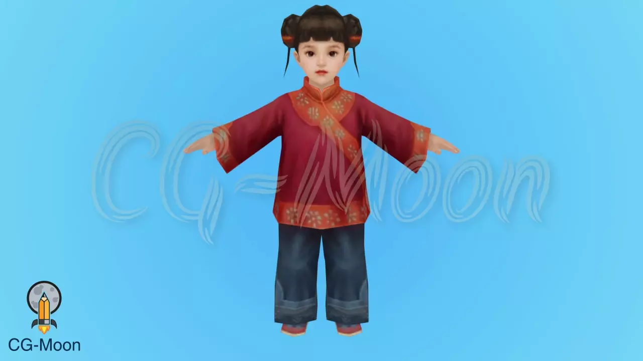 Little Girl Rigged Free low-poly 3D model