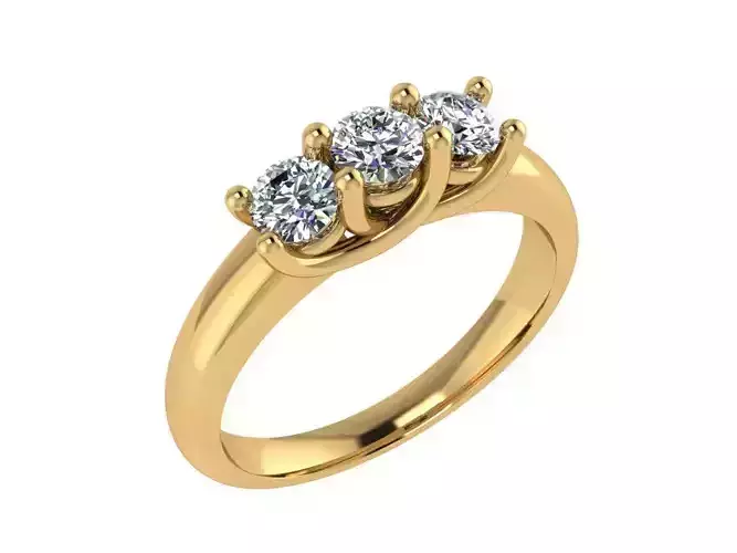 Ring101 three stone diamond ring gold 3D print model