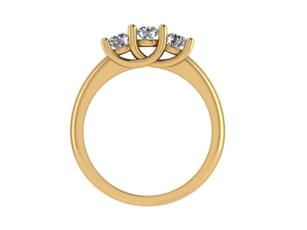Ring101 three stone diamond ring gold 3D print model_2