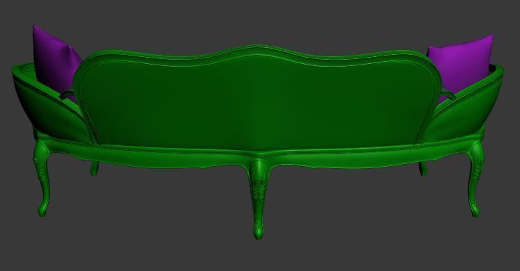 Classical sofa 3 seater Low-poly 3D model_11