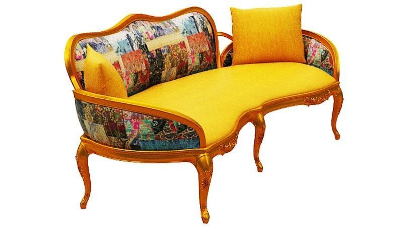 Classical sofa 3 seater Low-poly 3D model_2