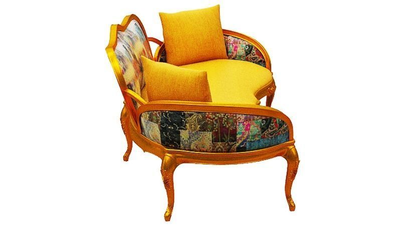 Classical sofa 3 seater Low-poly 3D model_3