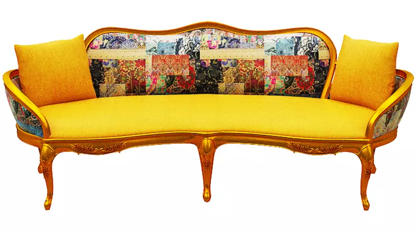 Classical sofa 3 seater Low-poly 3D model_0