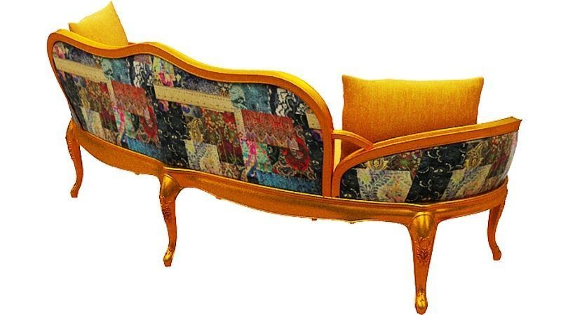 Classical sofa 3 seater Low-poly 3D model_4