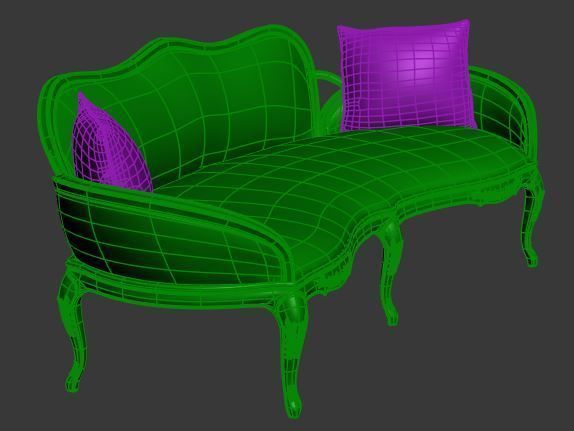 Classical sofa 3 seater Low-poly 3D model_8
