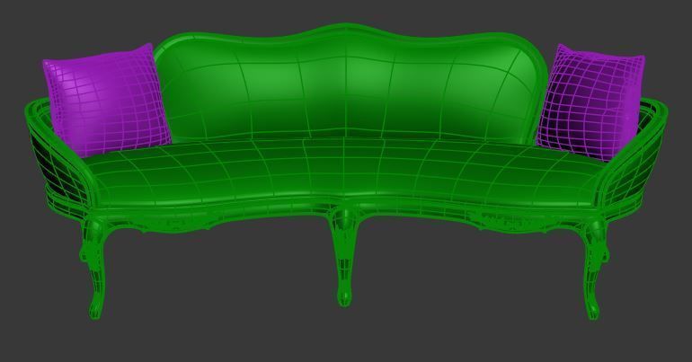 Classical sofa 3 seater Low-poly 3D model_6