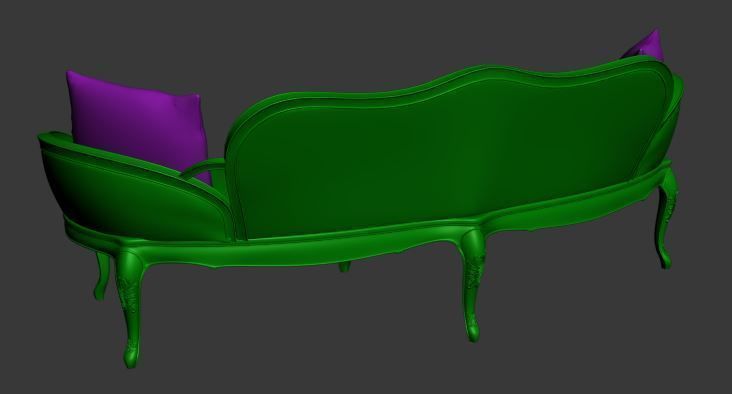 Classical sofa 3 seater Low-poly 3D model_12
