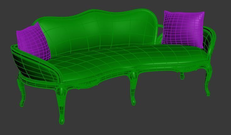 Classical sofa 3 seater Low-poly 3D model_7