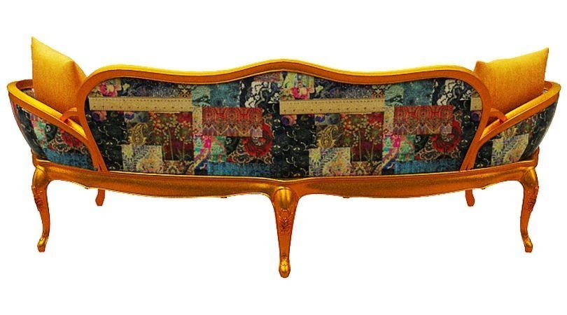 Classical sofa 3 seater Low-poly 3D model_5