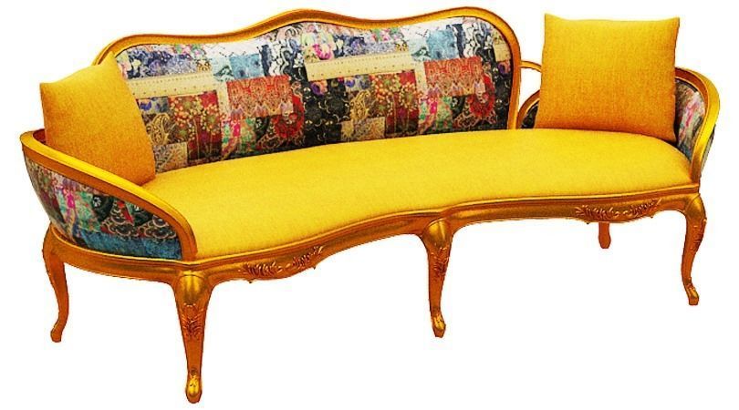 Classical sofa 3 seater Low-poly 3D model_1