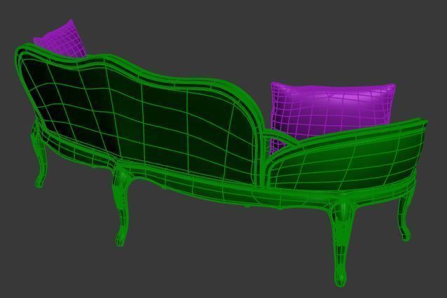 Classical sofa 3 seater Low-poly 3D model_10