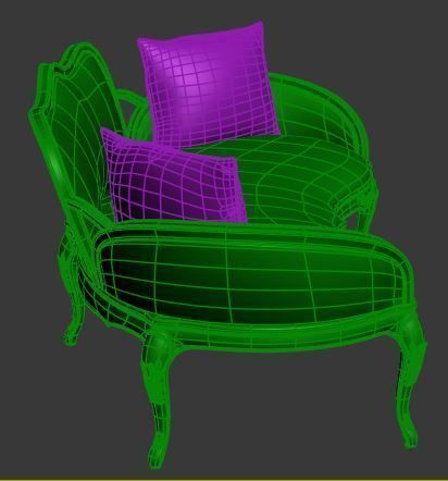 Classical sofa 3 seater Low-poly 3D model_9