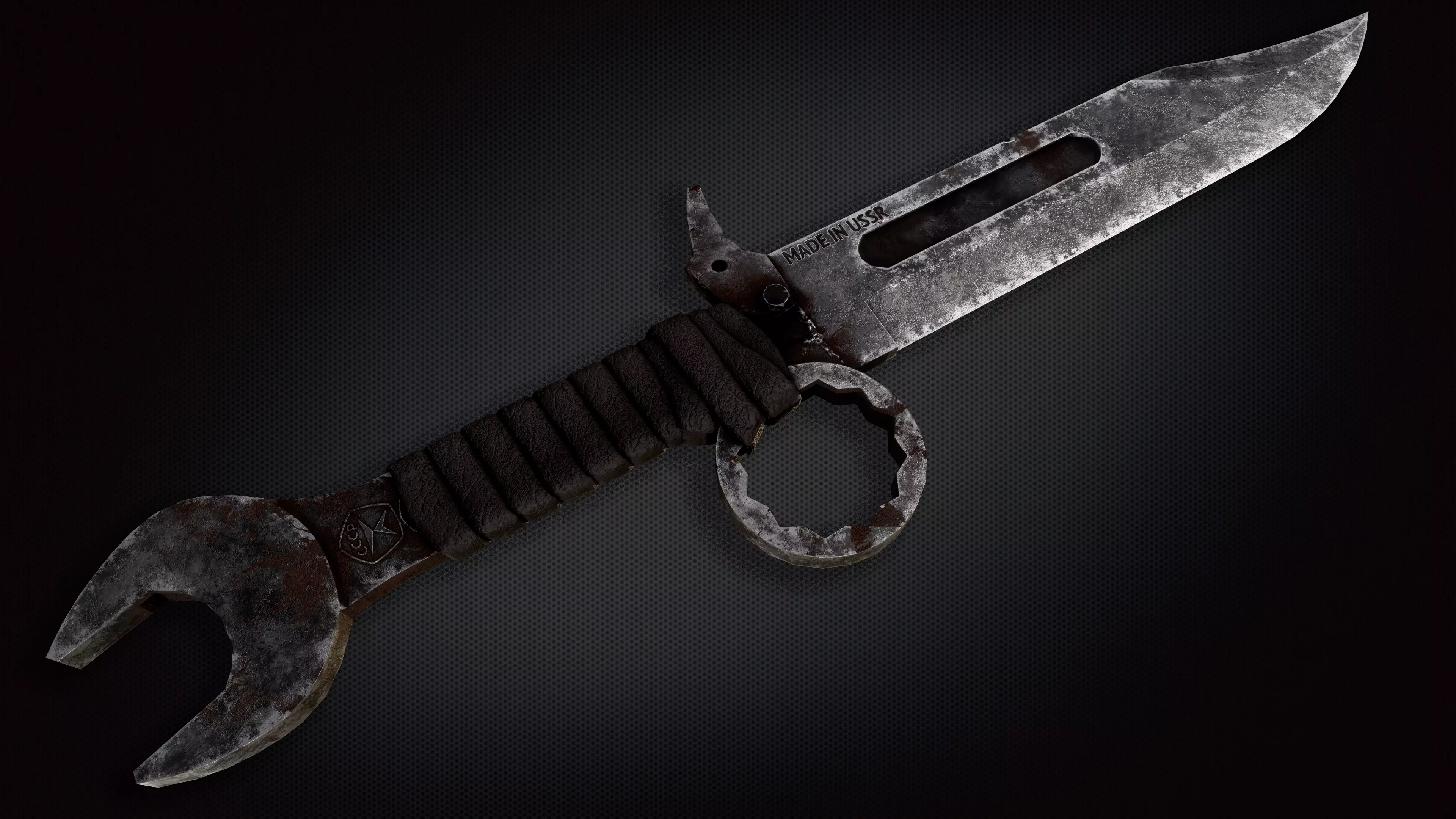 Craft knife post-apocalyptic PBR game readey Low-poly 3D model_0