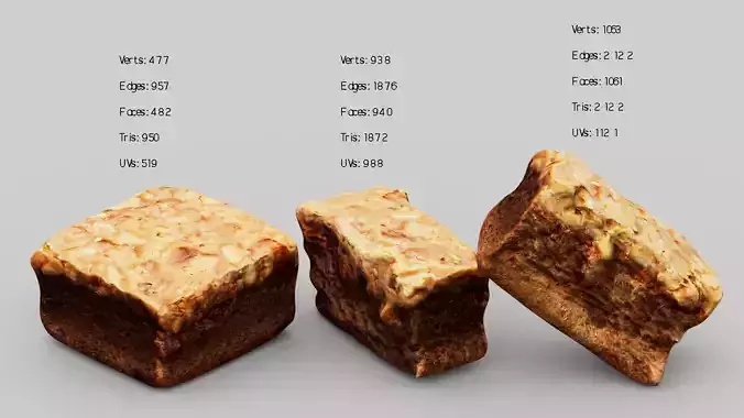 Toffee Cake  Low-poly 3D model