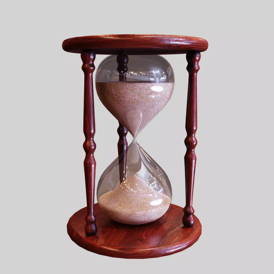 HourGlass01 wooden hourglass with sand inside Free low-poly 3D model_0