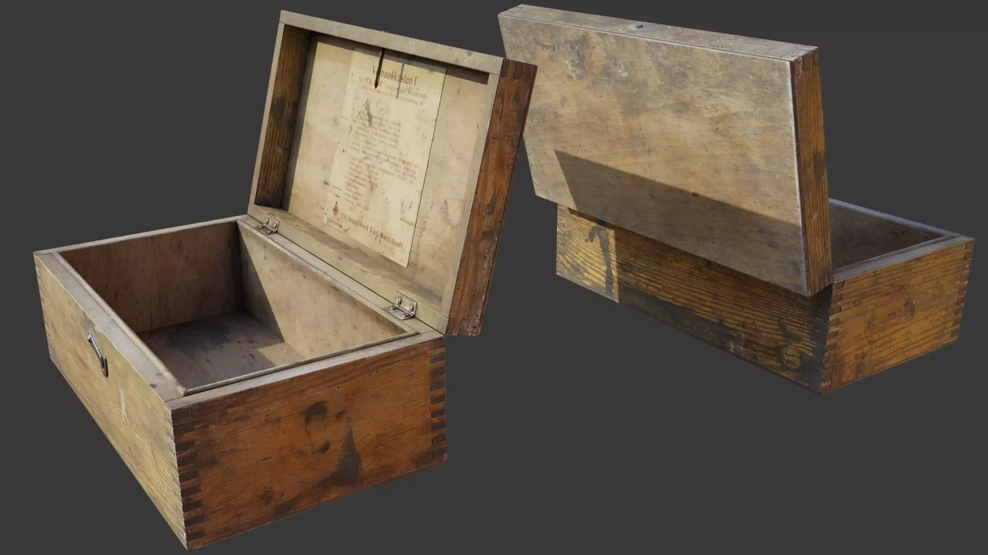 Old Wooden WWII Storage Box Free low-poly 3D model