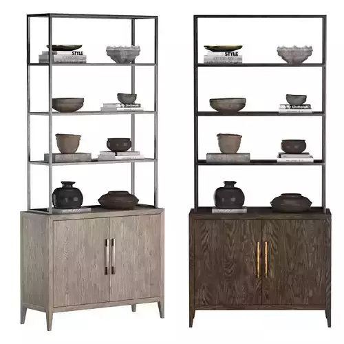 FRENCH CONTEMPORARY  DOUBLE-DOOR-OPEN-SIDEBOARD-HUTCH