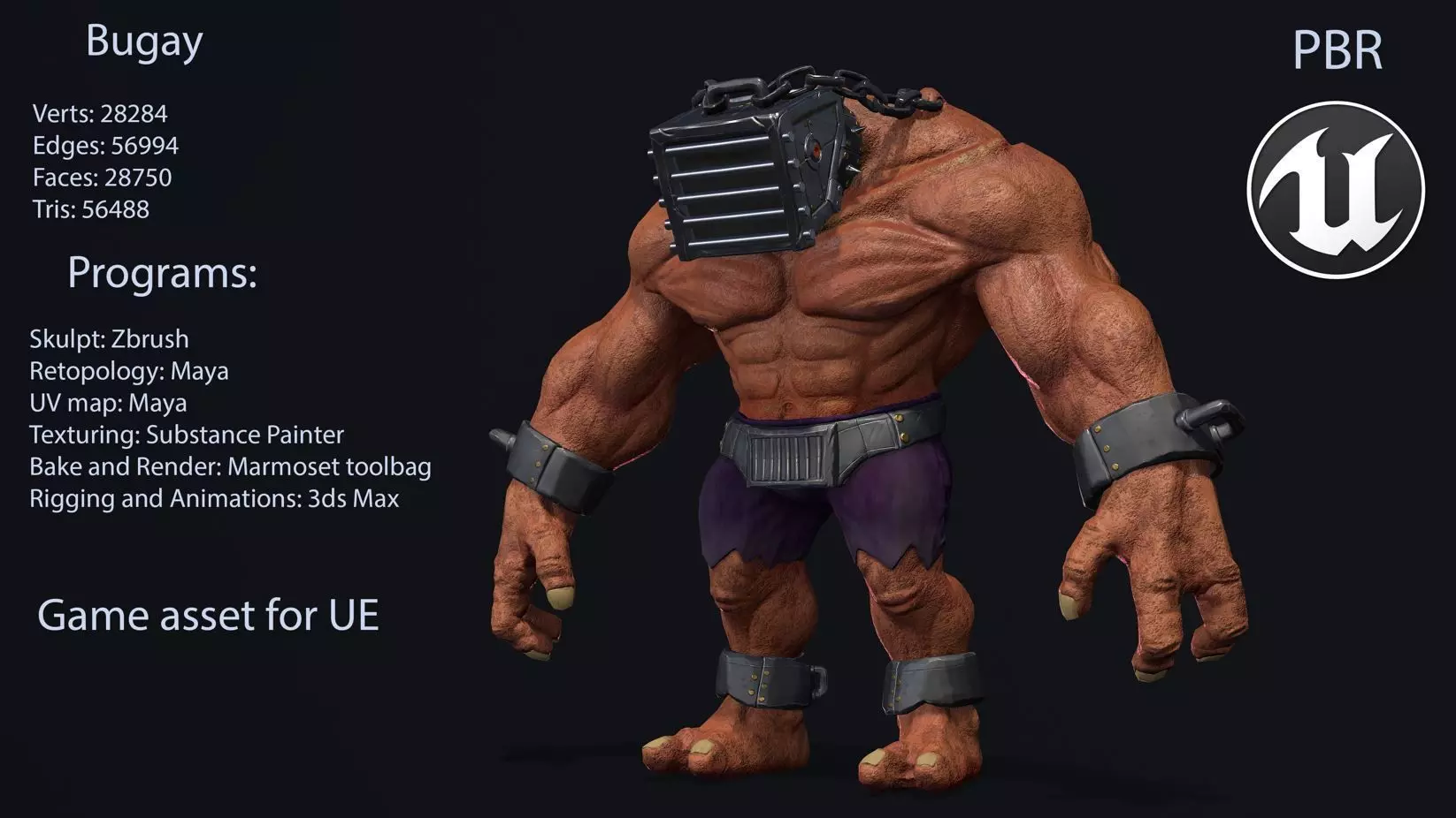 Monster Bugay Game ready model PBR Low-poly 3D model
