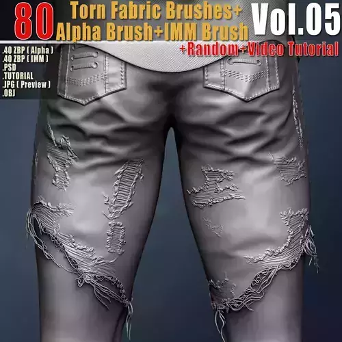 80 Torn Fabric Brushes  Alpha IMM BrushVol05