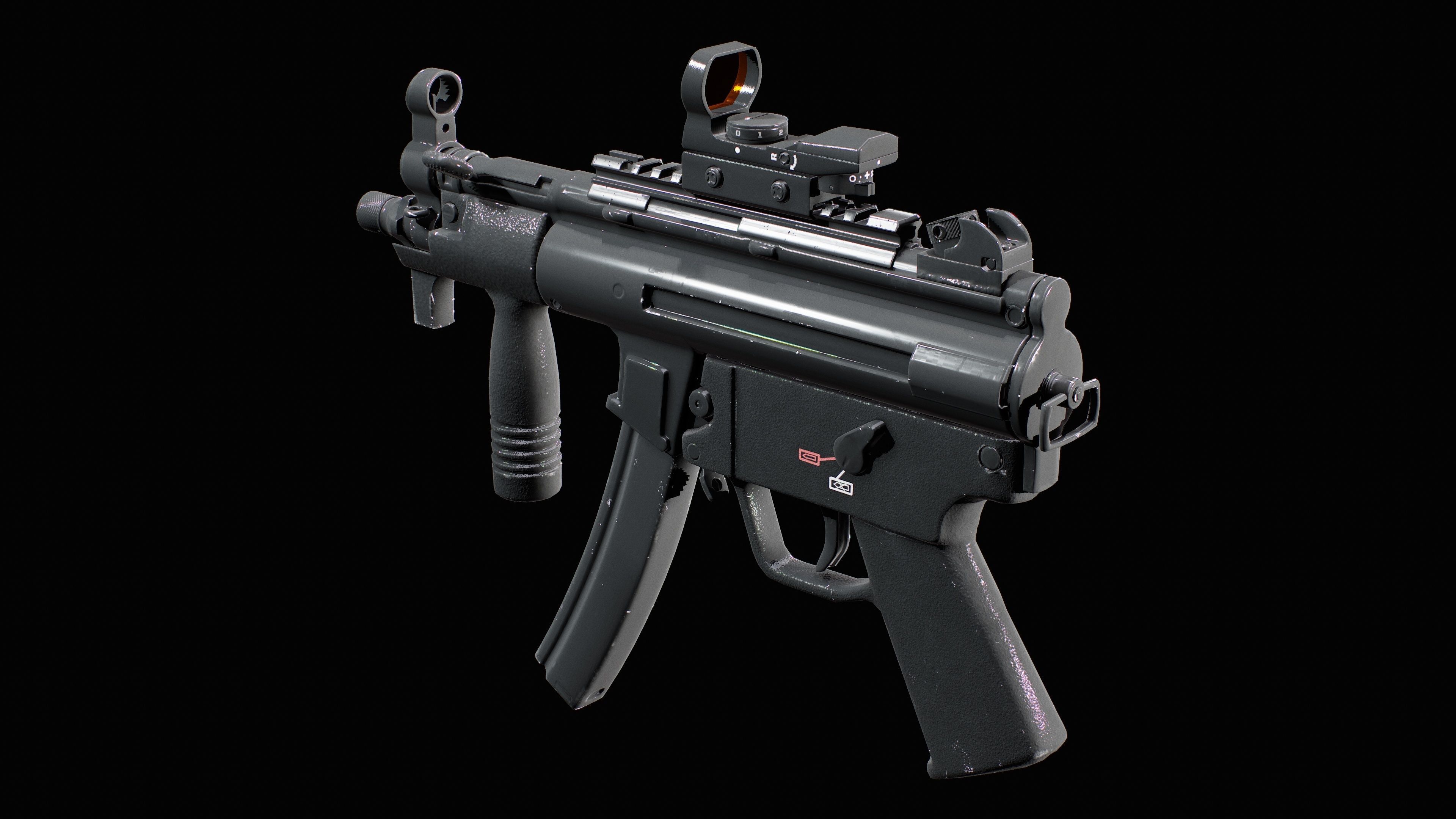 MP5K Submachine Gun Low-poly 3D model_2