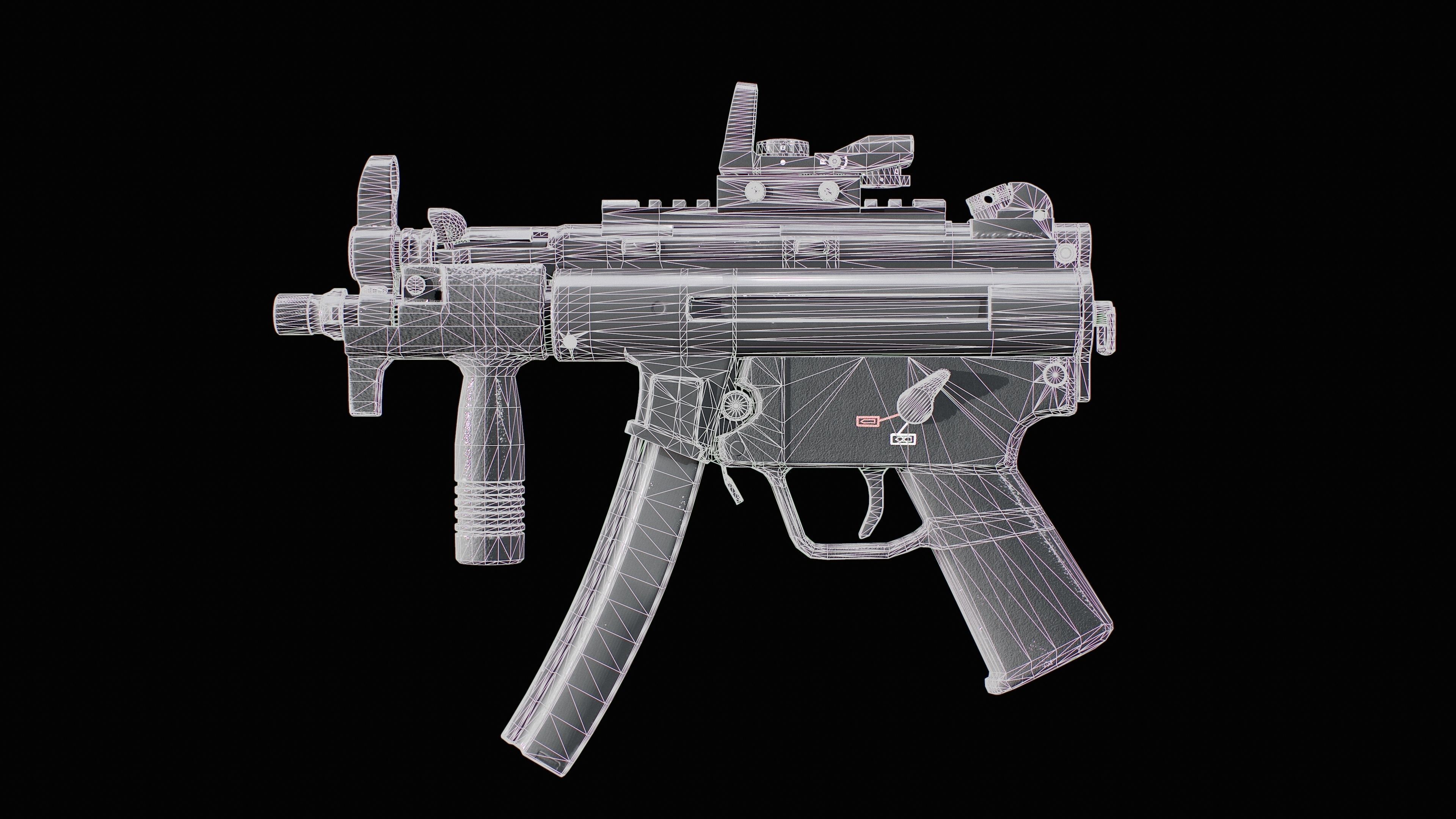 MP5K Submachine Gun Low-poly 3D model_7