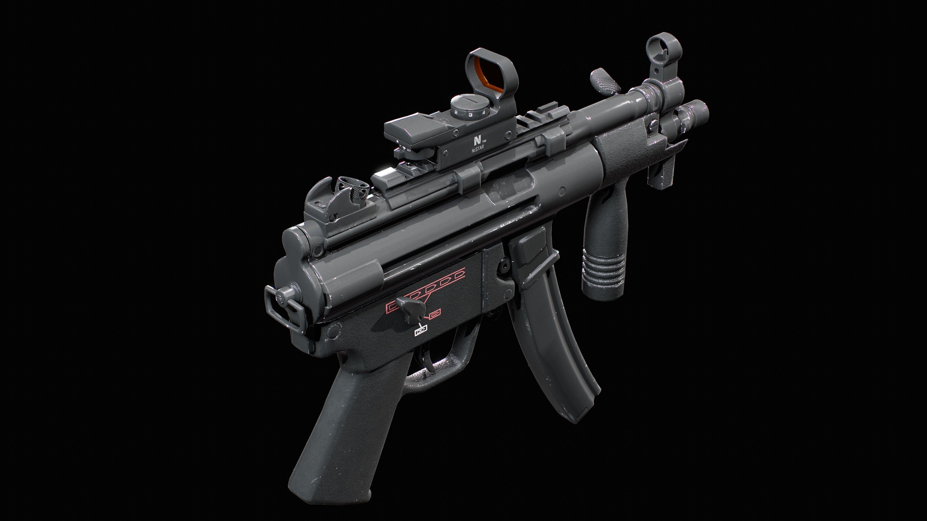 MP5K Submachine Gun Low-poly 3D model_1