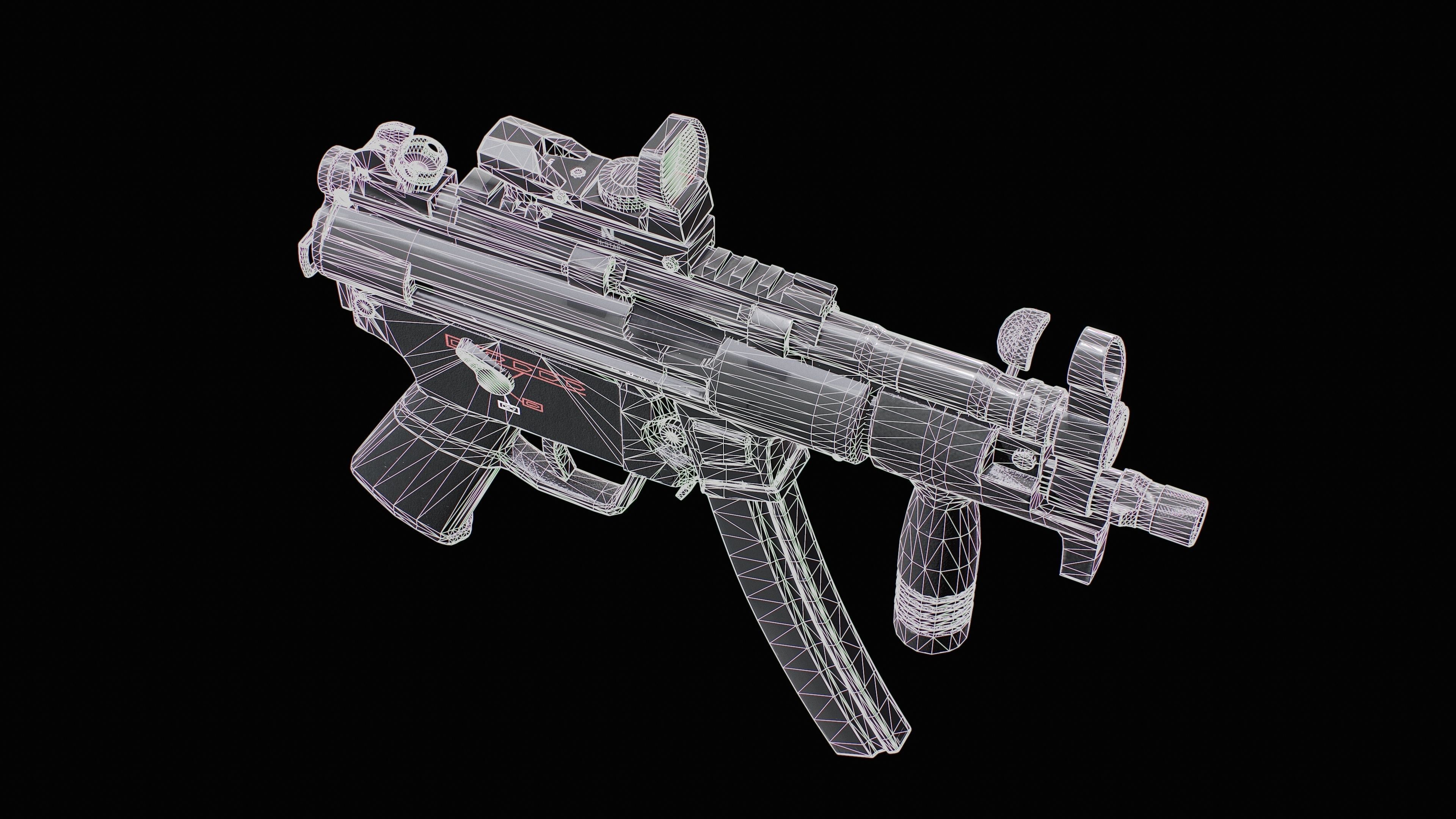 MP5K Submachine Gun Low-poly 3D model_8