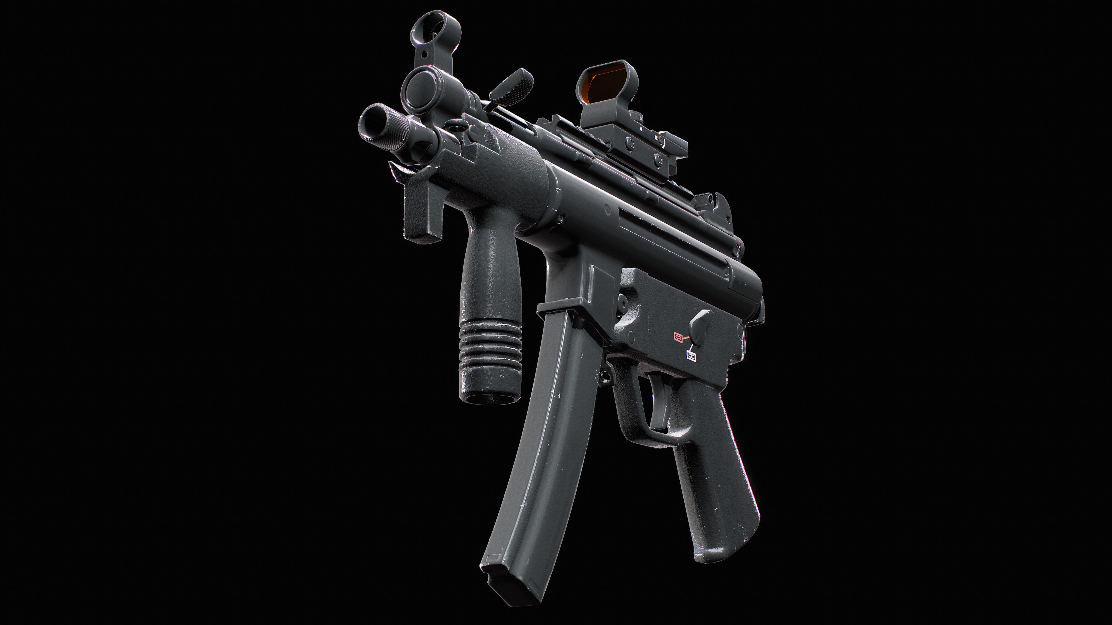 MP5K Submachine Gun Low-poly 3D model_5