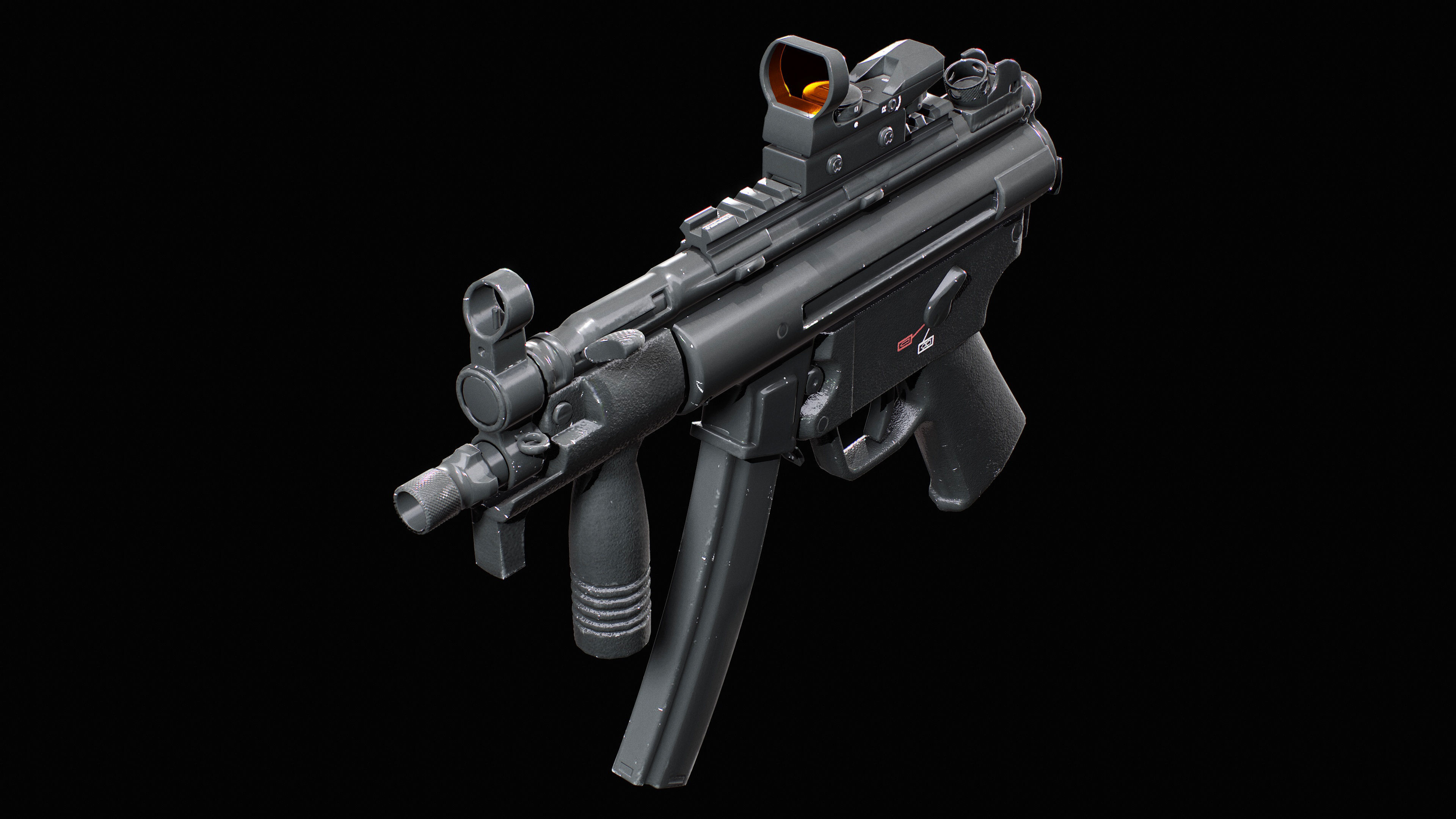 MP5K Submachine Gun Low-poly 3D model_3