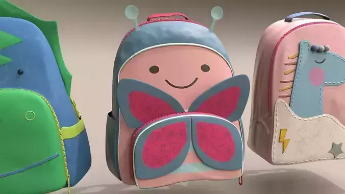 Children school backpacks stylized
