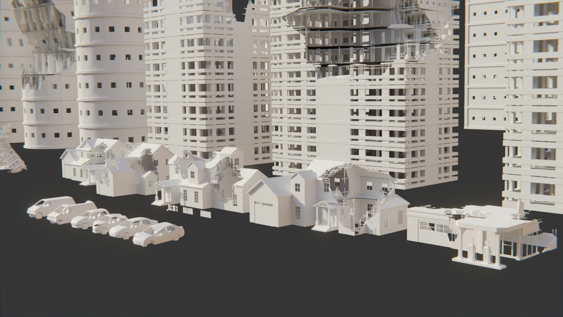 Post Apocalyptic City Asset Pack Low-poly 3D model_2