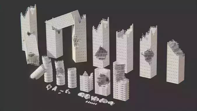 Post Apocalyptic City Asset Pack Low-poly 3D model