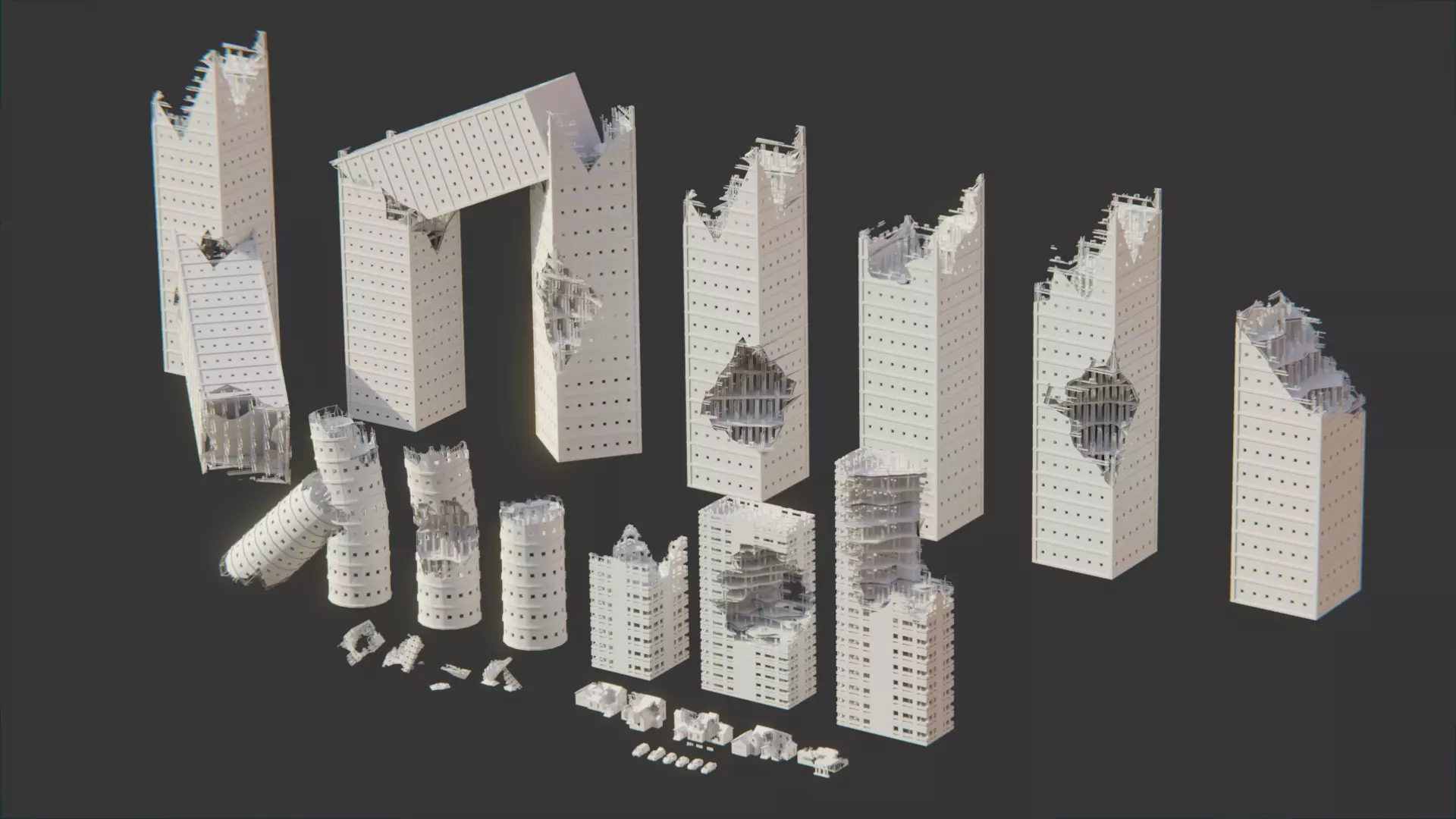 Post Apocalyptic City Asset Pack Low-poly 3D model_0