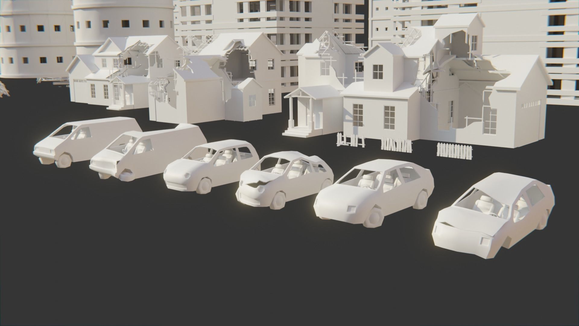 Post Apocalyptic City Asset Pack Low-poly 3D model_3