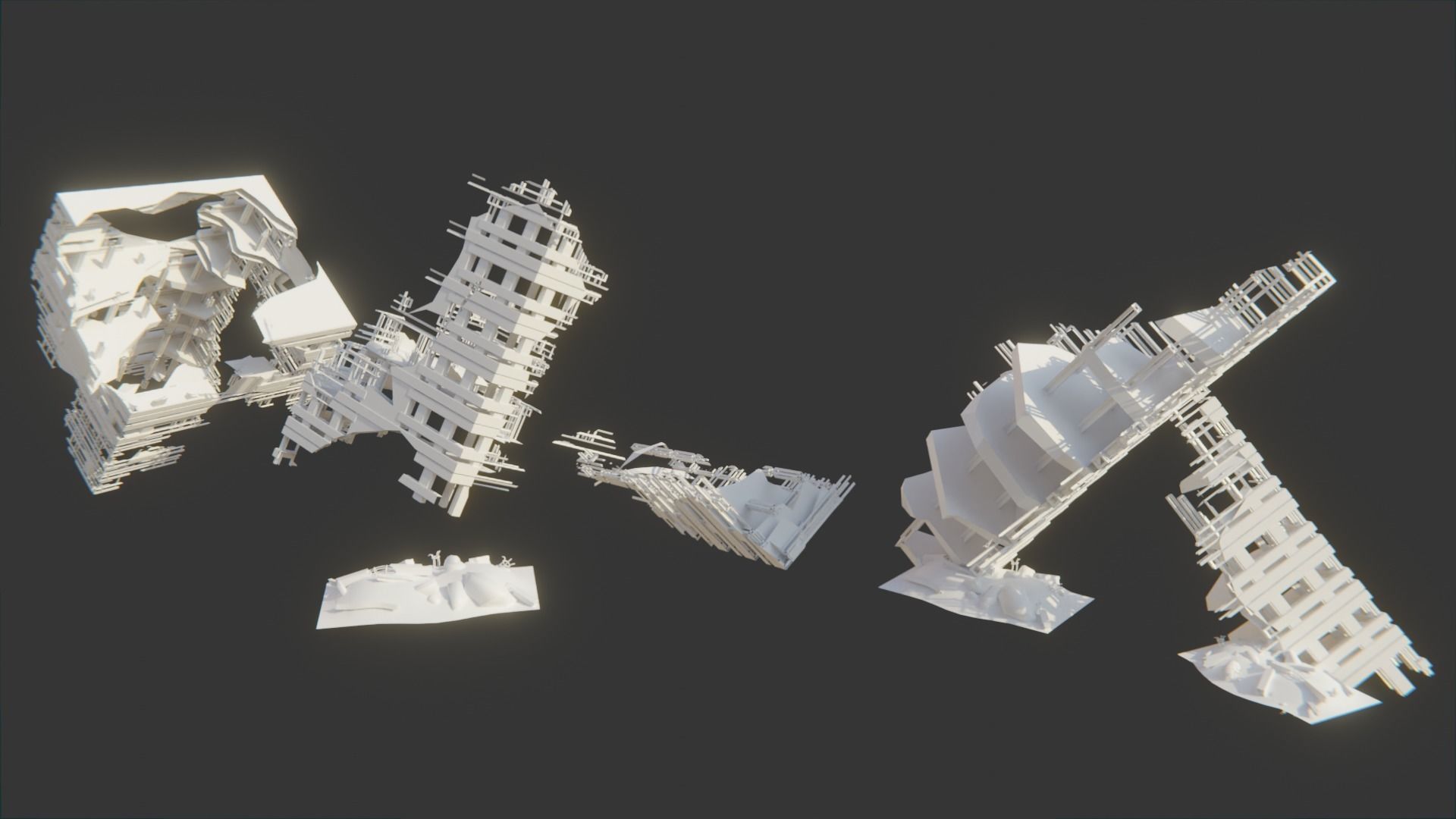 Post Apocalyptic City Asset Pack Low-poly 3D model_4