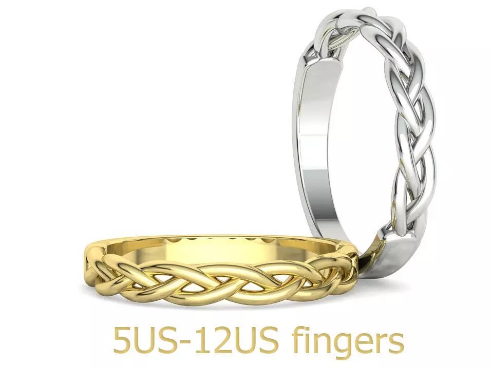 braided wedding band ring 3dprint model 3D print model