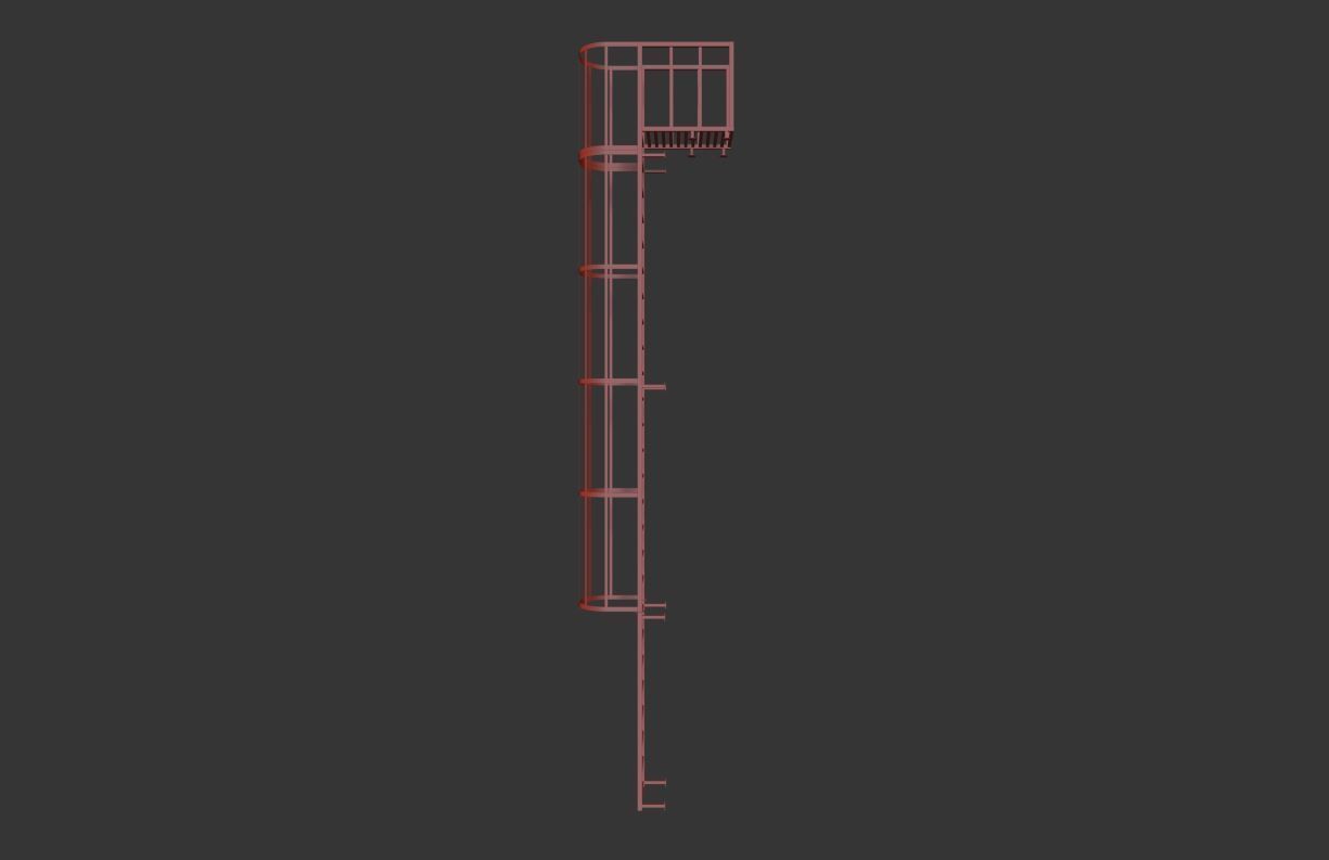 Fire Escape Stairs 3D model_21