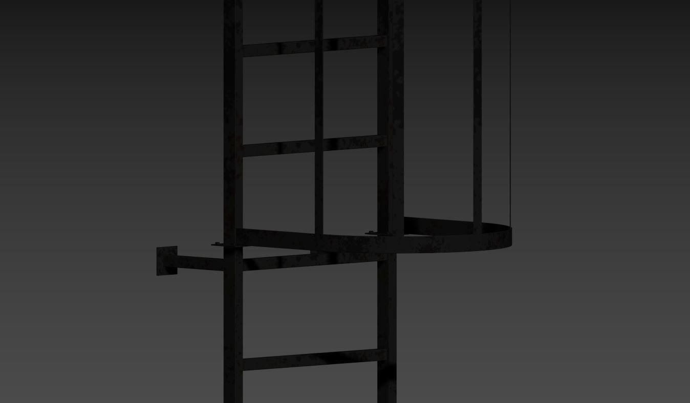 Fire Escape Stairs 3D model_36