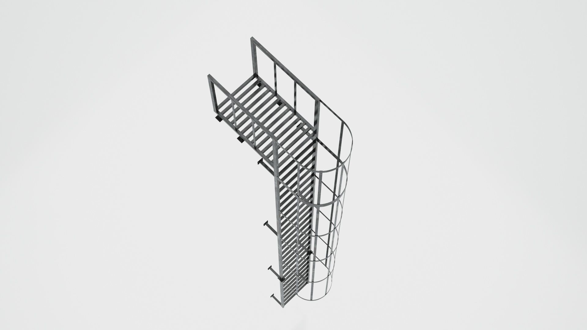 Fire Escape Stairs 3D model_10