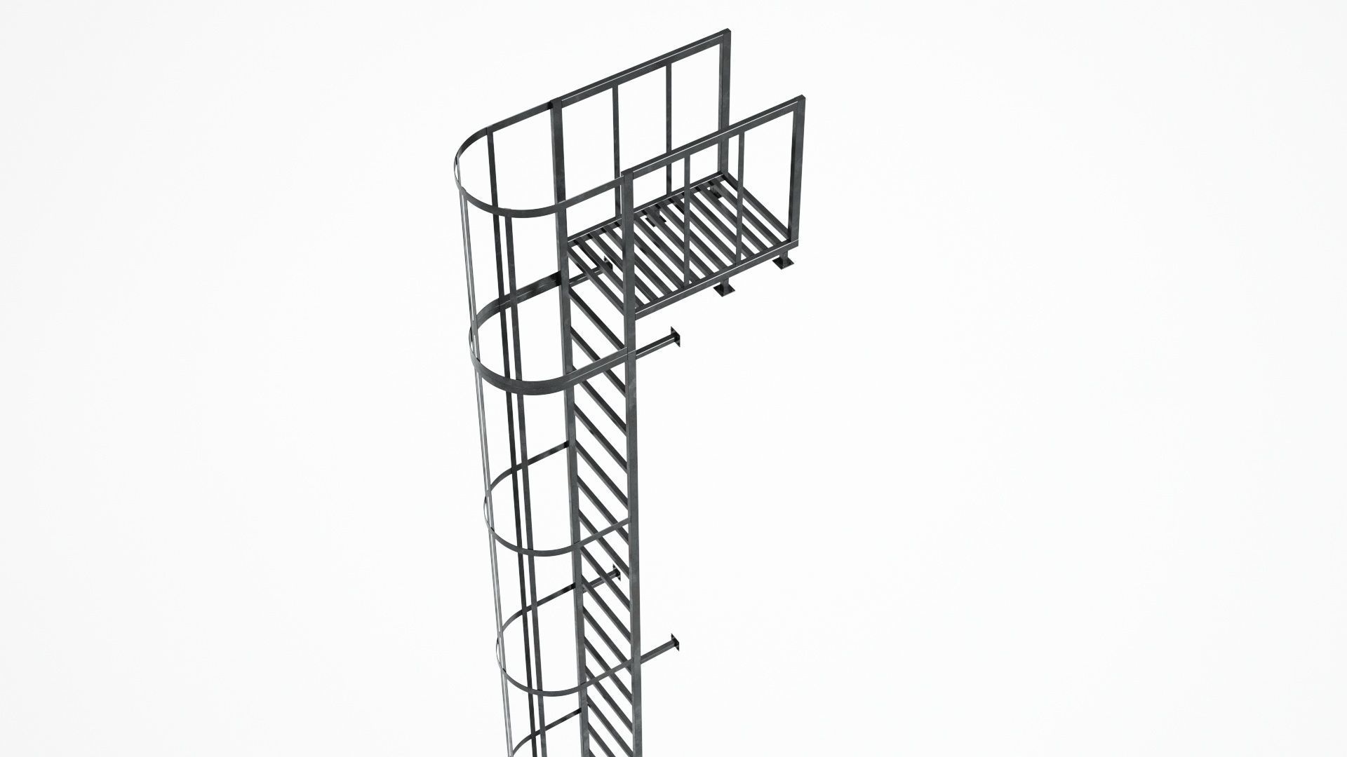 Fire Escape Stairs 3D model_5