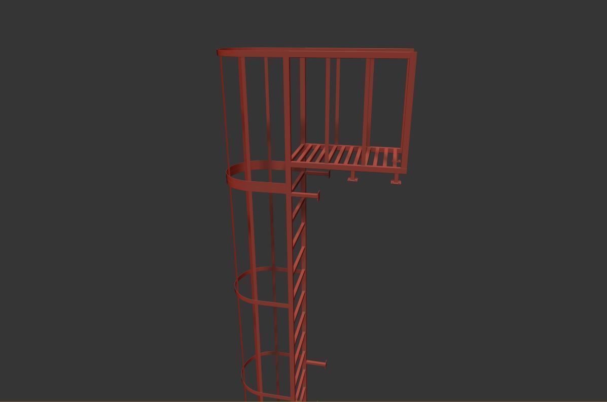 Fire Escape Stairs 3D model_23