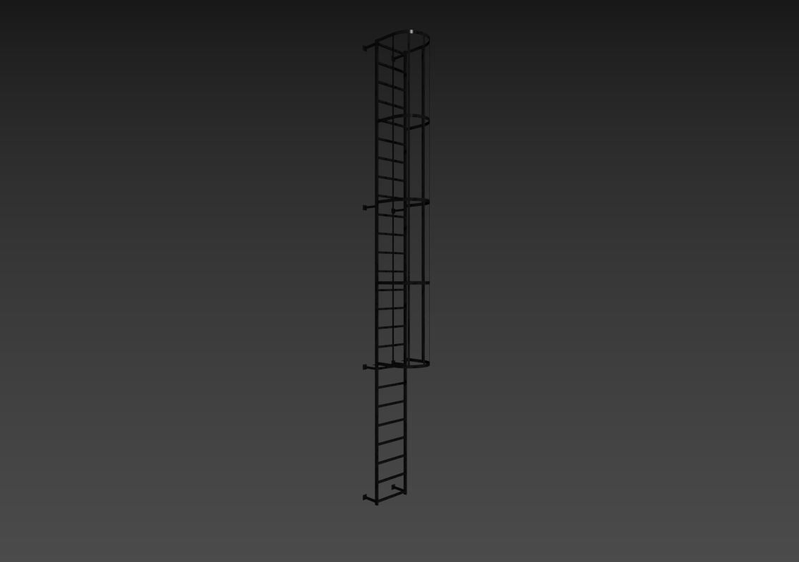 Fire Escape Stairs 3D model_14