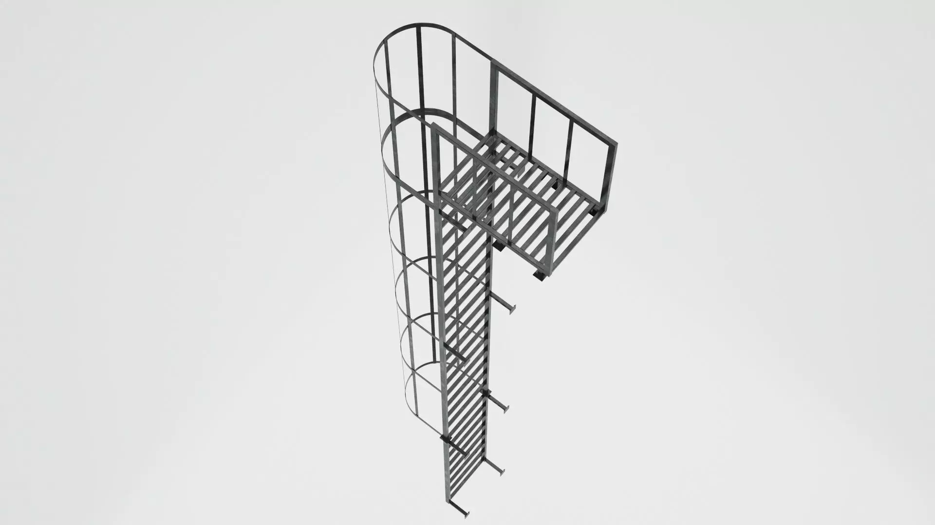 Fire Escape Stairs 3D model_0