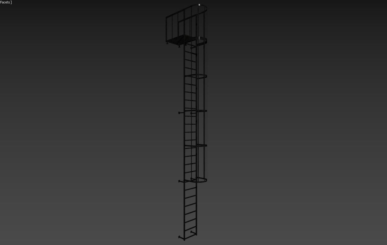 Fire Escape Stairs 3D model_13