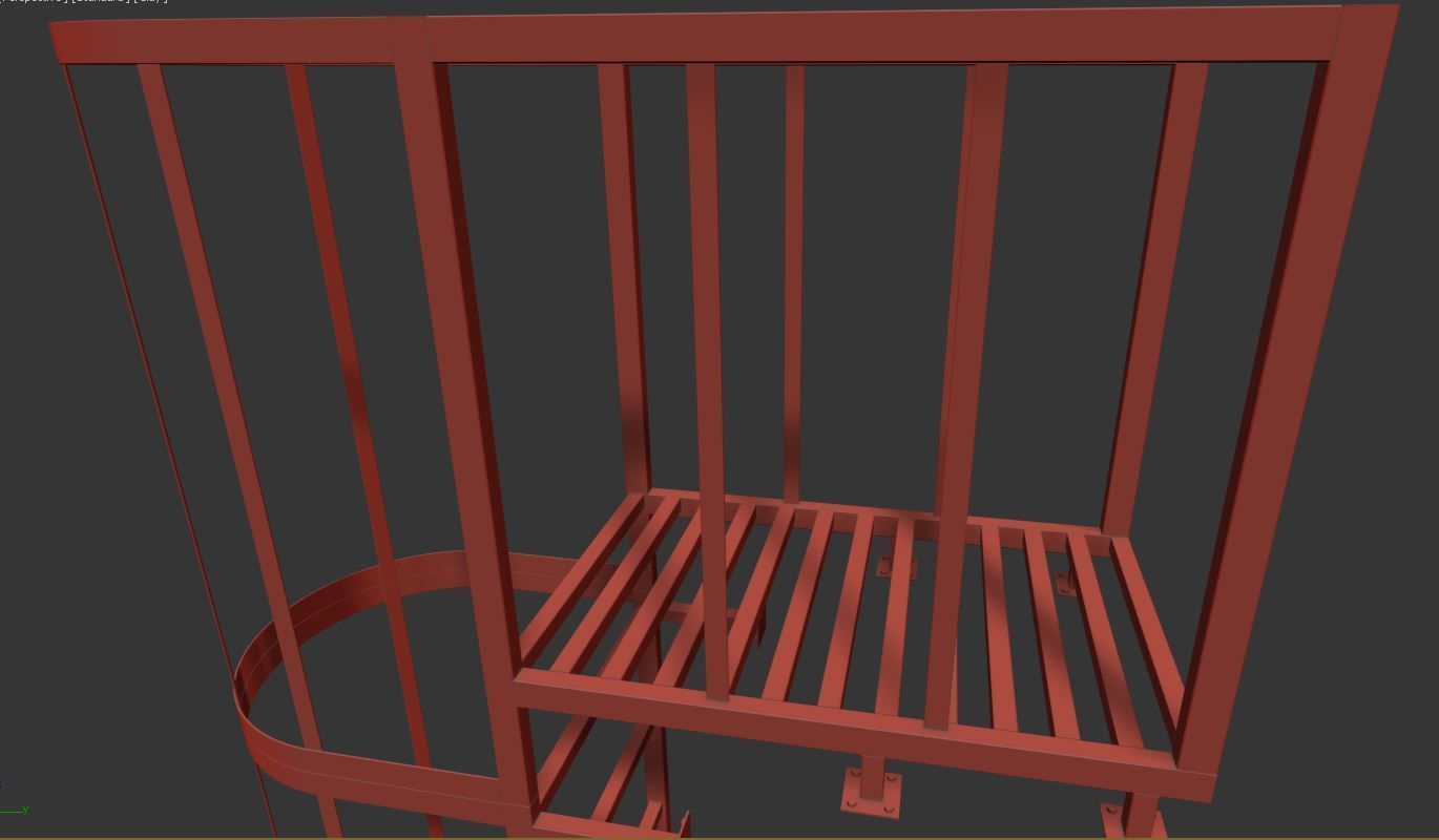 Fire Escape Stairs 3D model_24