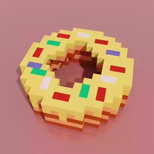 Donut 2 Voxel Low-poly 3D model