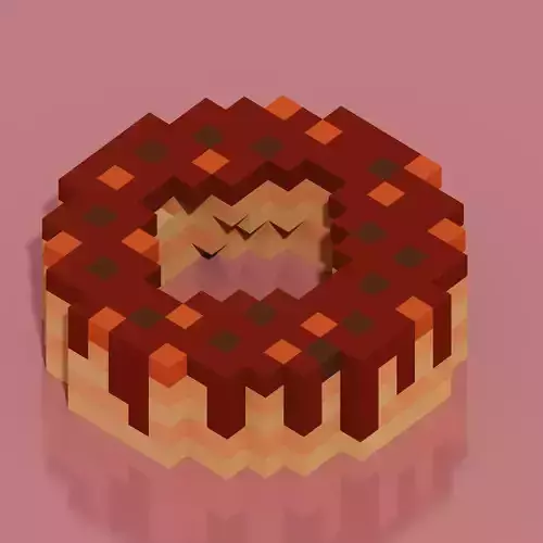 Donut 3 Voxel Low-poly 3D model