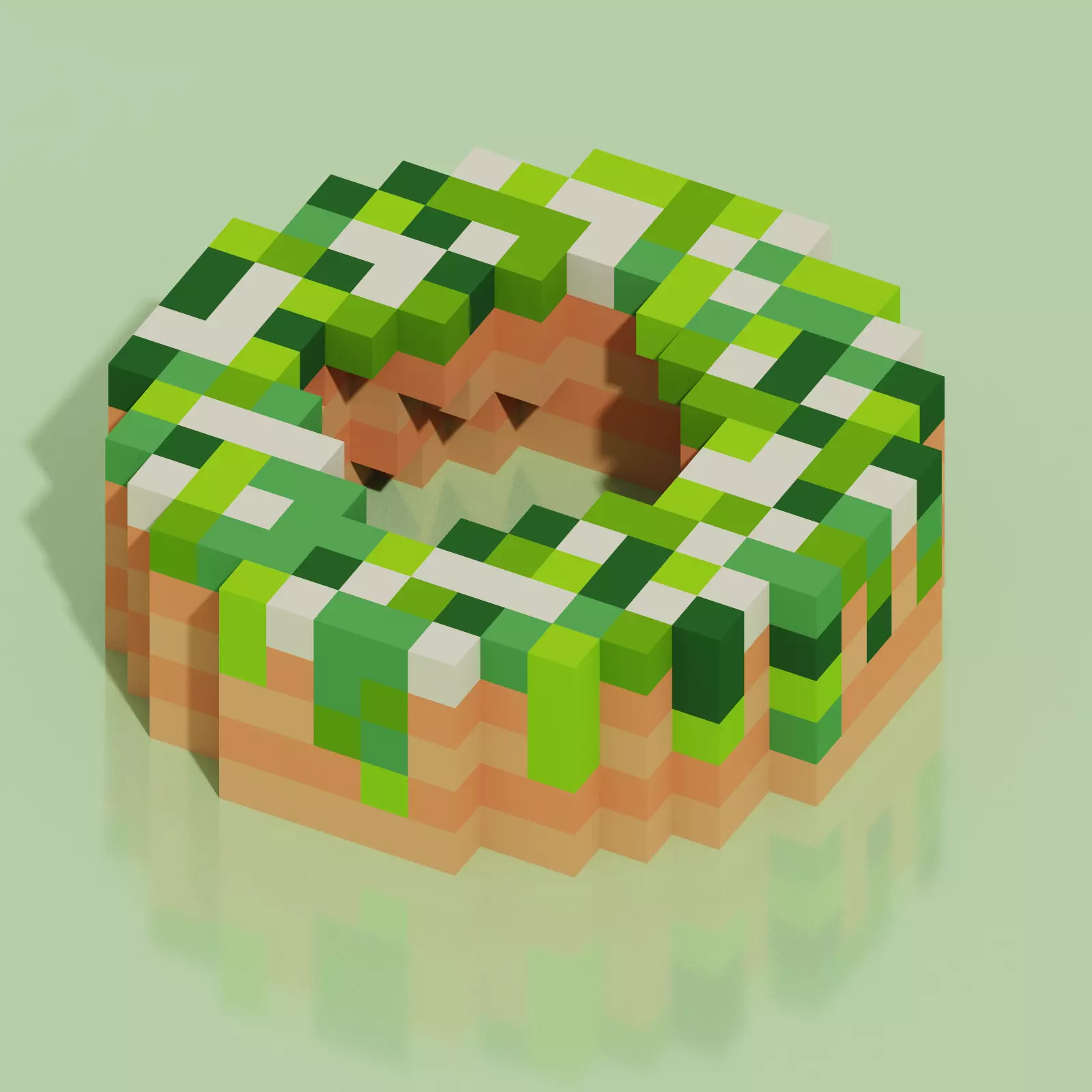 Donut 4 Voxel Low-poly 3D model_0